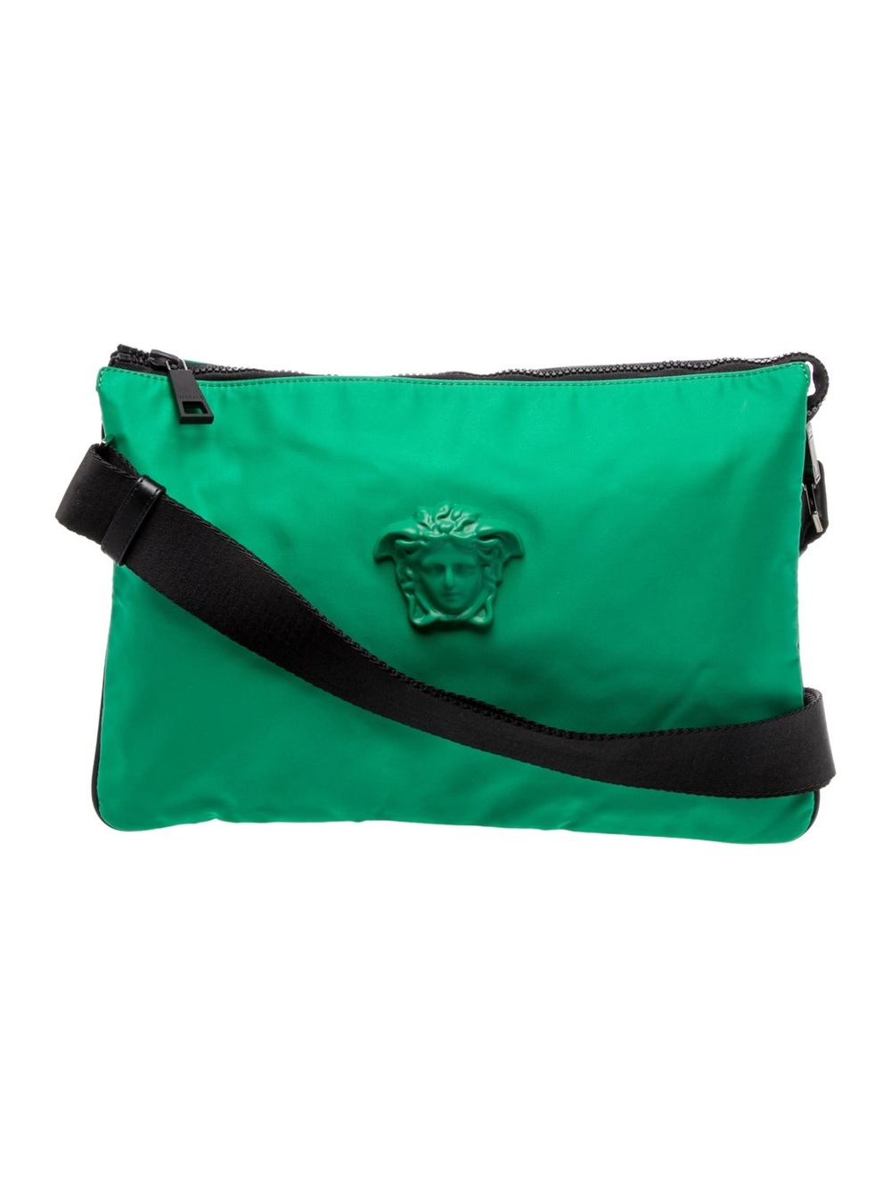 Versace La Medusa Green Nylon Crossbody Messenger Bag with COA